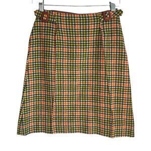 Vintage 70's Wipette XS Plaid Wool A-Line Mini Skirt With Buckle Preppy Academia